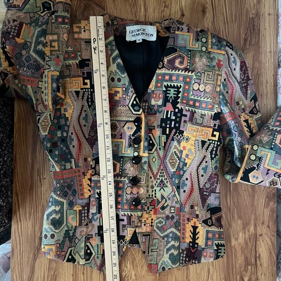 George Simonton Vintage Aztec Tapestry Print Button Front Blazer Size 4 - Picture 13 of 13